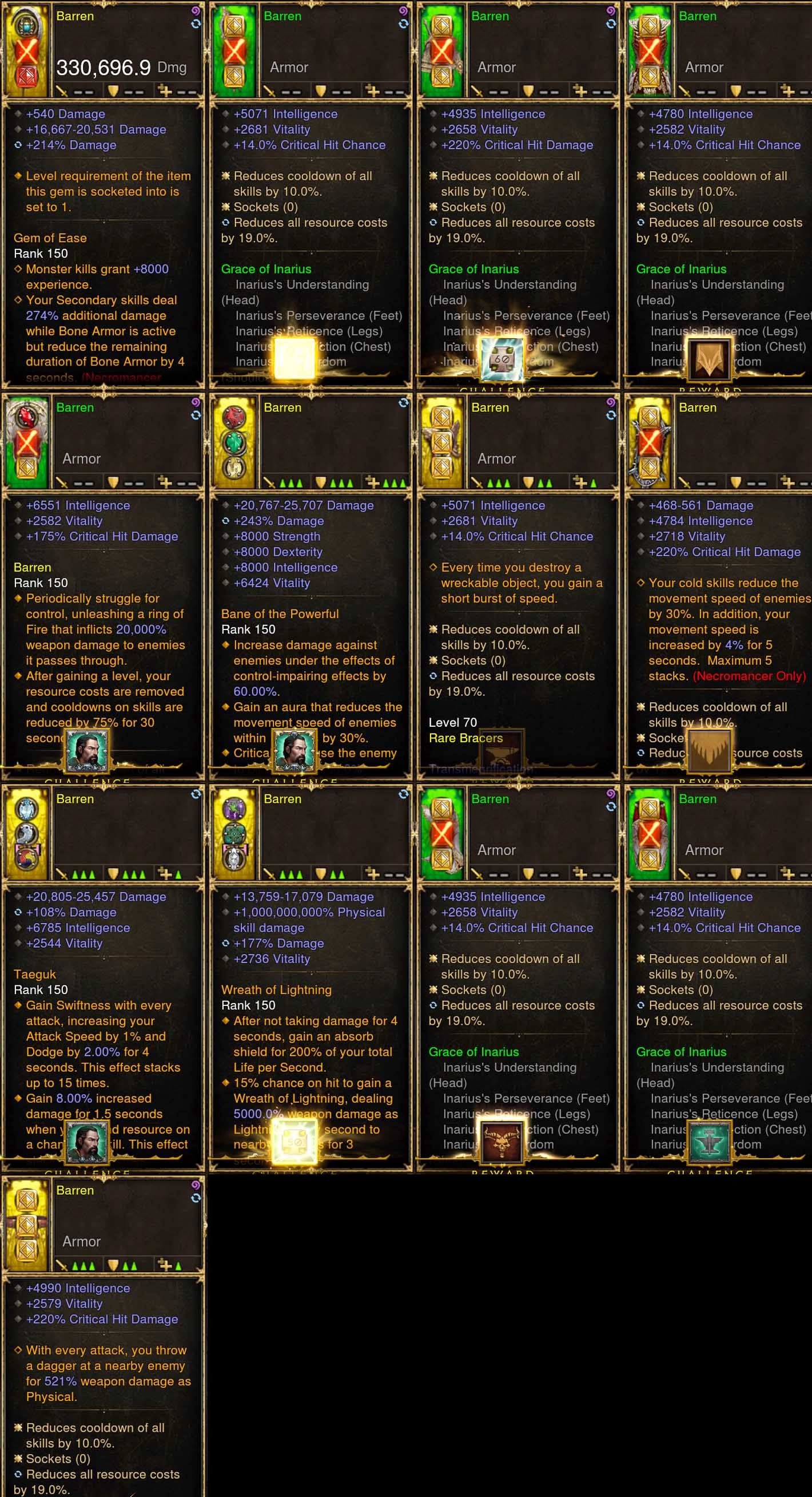 Necromancer Inarius Set Barren (None Primal) - Diablo 3 Mods Store - Seasonal and non-seasonal - Modded Items and Gear for PlayStation 4, PlayStation 5, Nintendo Switch, and Xbox One