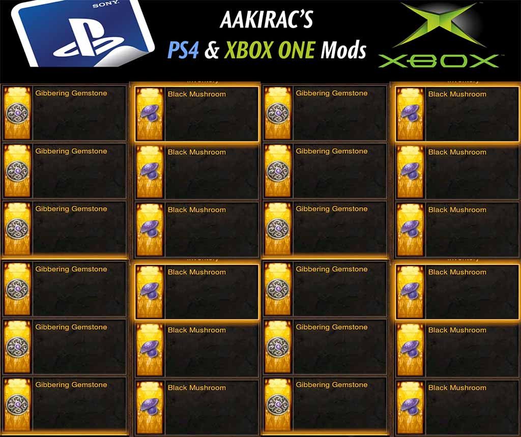 Black Mushrooms and Gibbering Gem Stones Bundle for opening Whimsyshire Lot #1-Diablo 3 Mods - Playstation 4, Xbox One, Nintendo Switch