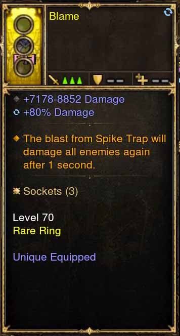 Spike Trap will Damage all Enemies Again Modded Ring (Unsocketed) Blame - Diablo 3 Mods Store - Seasonal and non-seasonal - Modded Items and Gear for PlayStation 4, PlayStation 5, Nintendo Switch, and Xbox One