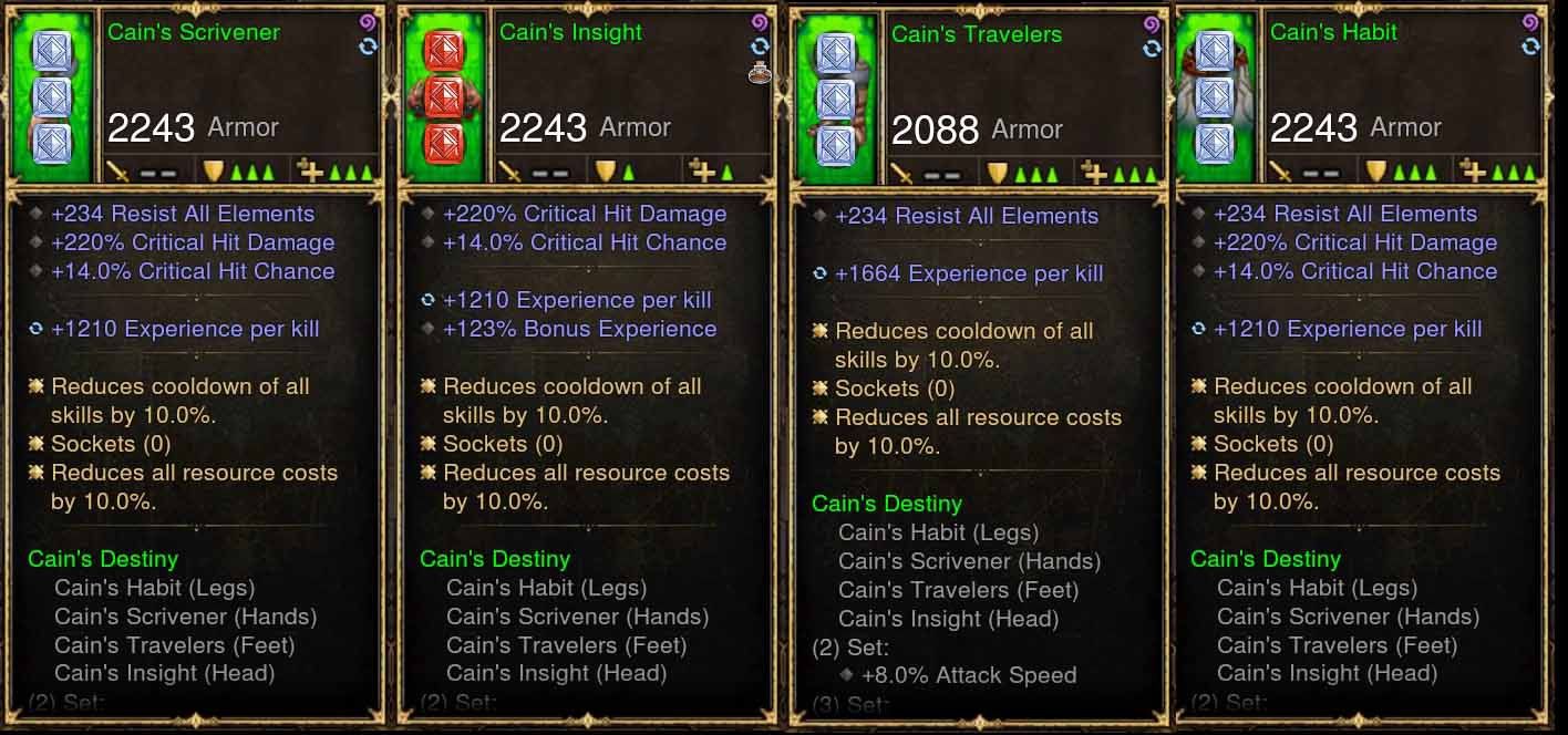 Level 1-70 Complete 4x Piece Modded Cain's w/ EXP Set - Diablo 3 Mods Store - Seasonal and non-seasonal - Modded Items and Gear for PlayStation 4, PlayStation 5, Nintendo Switch, and Xbox One