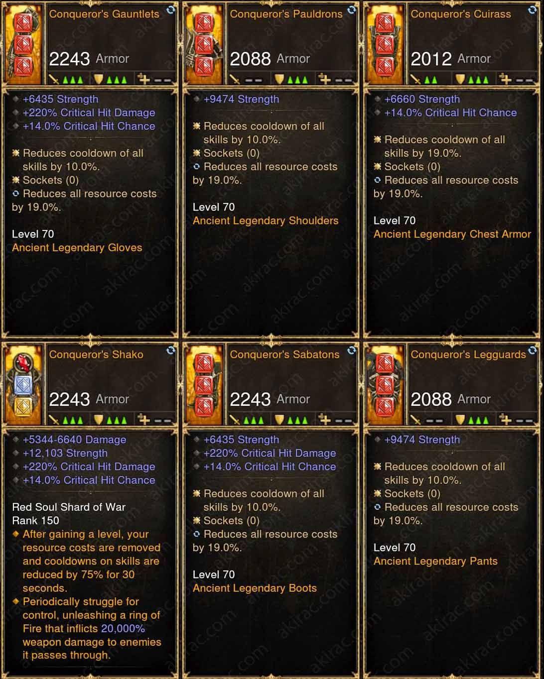 Conqueror Set (XMog From Seasons) - Diablo 3 Mods Store - Seasonal and non-seasonal - Modded Items and Gear for PlayStation 4, PlayStation 5, Nintendo Switch, and Xbox One