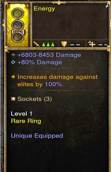 Increase Damage to Elite by 100% Modded Ring (Unsocketed) Energy - Diablo 3 Mods Store - Seasonal and non-seasonal - Modded Items and Gear for PlayStation 4, PlayStation 5, Nintendo Switch, and Xbox One