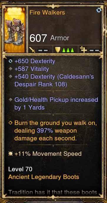 Fake Legit Fire Walker Boots 650 Dex, 587 Vitm 11% Movement - Diablo 3 Mods Store - Seasonal and non-seasonal - Modded Items and Gear for PlayStation 4, PlayStation 5, Nintendo Switch, and Xbox One