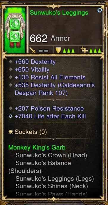 Fake Legit Sunwuko's Leggings Pants 560 Dex, 650 Vit, 130 Resist All - Diablo 3 Mods Store - Seasonal and non-seasonal - Modded Items and Gear for PlayStation 4, PlayStation 5, Nintendo Switch, and Xbox One
