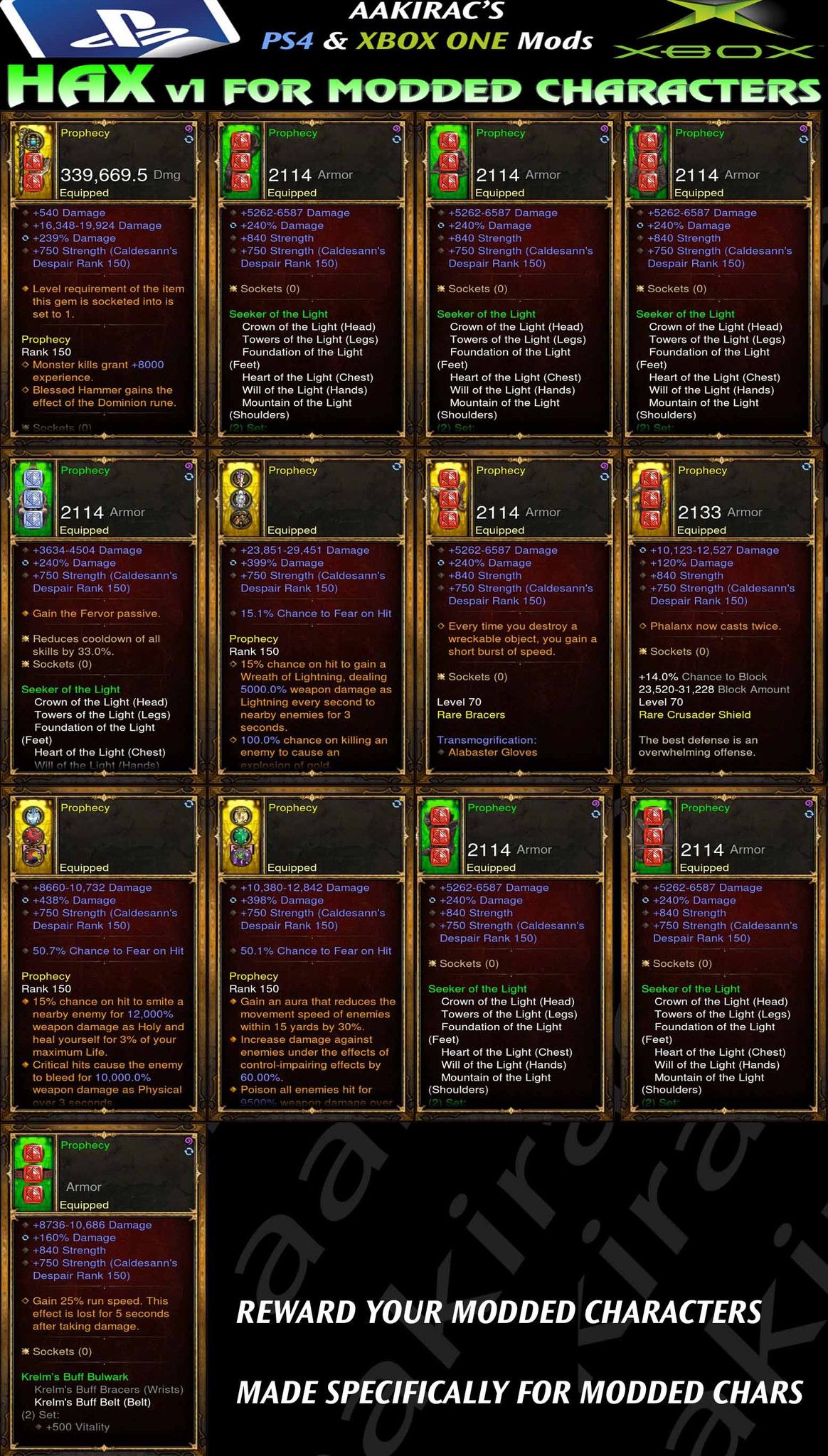 Hax v1 Lights Crusader Prophecy - Diablo 3 Mods Store - Seasonal and non-seasonal - Modded Items and Gear for PlayStation 4, PlayStation 5, Nintendo Switch, and Xbox One