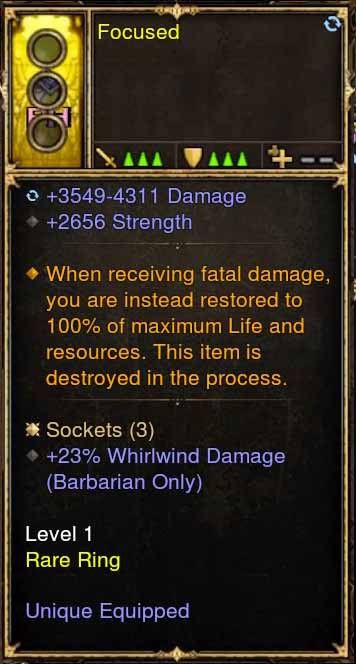 Level 1 Diablo 3 Immortal Modded Ring 2.6k STR, 23% WhirlWind Damage (Unsocketed) Focused - Diablo 3 Mods Store - Seasonal and non-seasonal - Modded Items and Gear for PlayStation 4, PlayStation 5, Nintendo Switch, and Xbox One