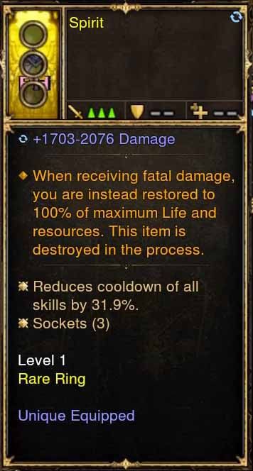 Level 1 Diablo 3 Immortal Modded Ring 31% CDR (Unsocketed) Spirit - Diablo 3 Mods Store - Seasonal and non-seasonal - Modded Items and Gear for PlayStation 4, PlayStation 5, Nintendo Switch, and Xbox One