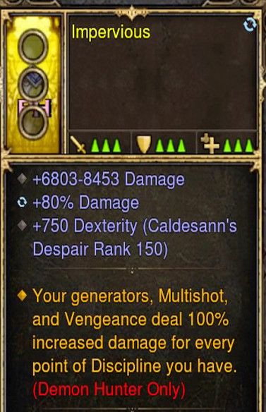 Multishot & Vengeance 100% Additional Damage Demon Hunter Modded Ring (Unsocketed) Impervious - Diablo 3 Mods Store - Seasonal and non-seasonal - Modded Items and Gear for PlayStation 4, PlayStation 5, Nintendo Switch, and Xbox One