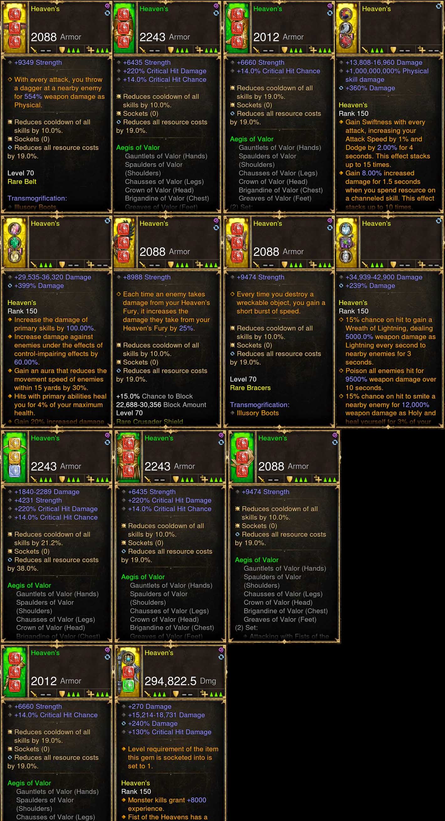 Diablo 3 Immortal v3 Valor 2.6.7 Crusader Modded Set for Rift 150 Heavens - Diablo 3 Mods Store - Seasonal and non-seasonal - Modded Items and Gear for PlayStation 4, PlayStation 5, Nintendo Switch, and Xbox One