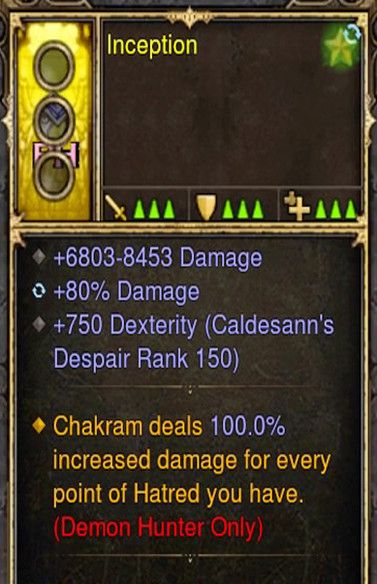 Chakram deals 100% Additional Damage Demon Hunter Modded Ring (Unsocketed) Inception - Diablo 3 Mods Store - Seasonal and non-seasonal - Modded Items and Gear for PlayStation 4, PlayStation 5, Nintendo Switch, and Xbox One
