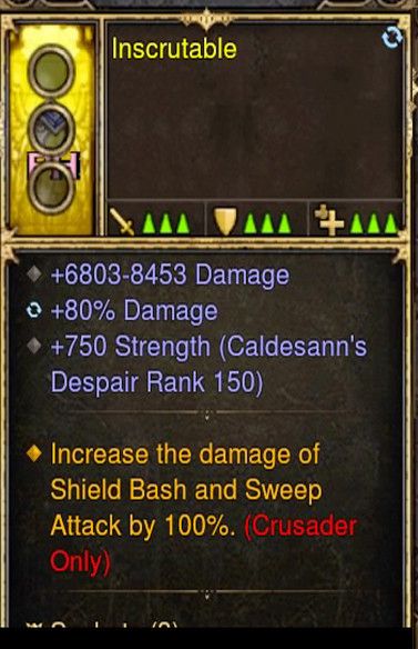 Increase Shield Bash and Sweep Attack 100% Damage Crusader Modded Ring (Unsocketed) Inscrutable - Diablo 3 Mods Store - Seasonal and non-seasonal - Modded Items and Gear for PlayStation 4, PlayStation 5, Nintendo Switch, and Xbox One