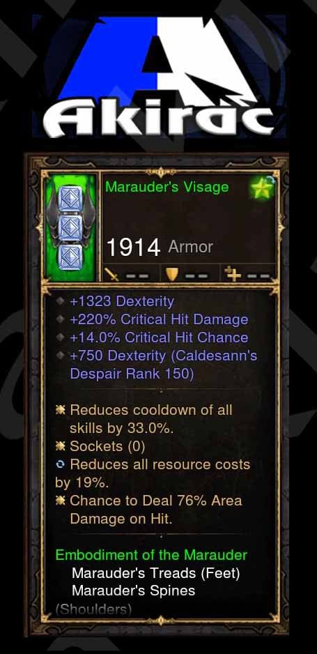 Custom PS4: Marauders Visage 220% CHD, 14% Crit, 76% Area Damage on Hit Modded Helm - Diablo 3 Mods Store - Seasonal and non-seasonal - Modded Items and Gear for PlayStation 4, PlayStation 5, Nintendo Switch, and Xbox One