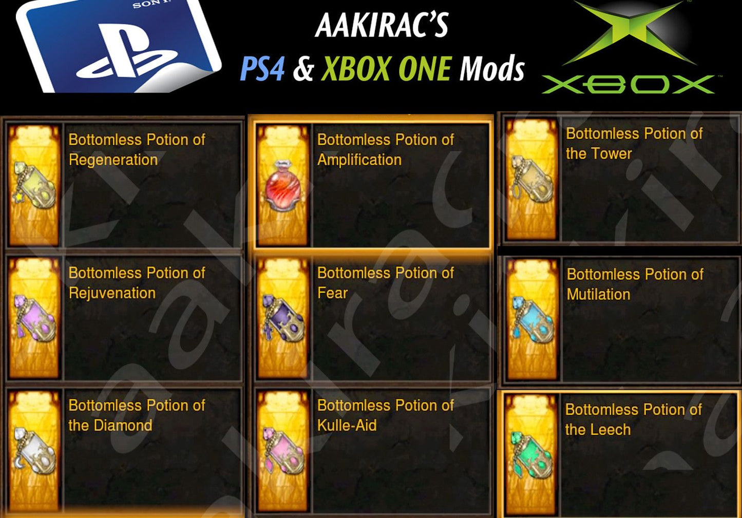 Legendary Potion Bundle - Diablo 3 Mods Store - Seasonal and non-seasonal - Modded Items and Gear for PlayStation 4, PlayStation 5, Nintendo Switch, and Xbox One