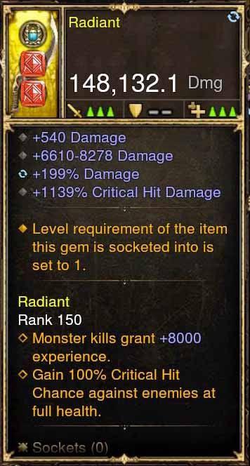Radiant Modded Weapon Evious Blade +1139% CHD - Diablo 3 Mods Store - Seasonal and non-seasonal - Modded Items and Gear for PlayStation 4, PlayStation 5, Nintendo Switch, and Xbox One