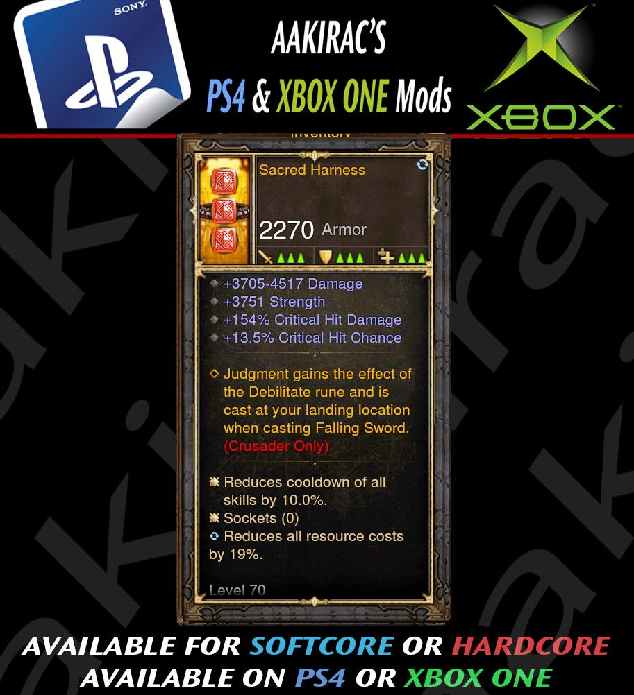 Ps4 Diablo 3 Mods Xbox One - Sacred Harness Crusader Modded Belt - Diablo 3 Mods Store - Seasonal and non-seasonal - Modded Items and Gear for PlayStation 4, PlayStation 5, Nintendo Switch, and Xbox One