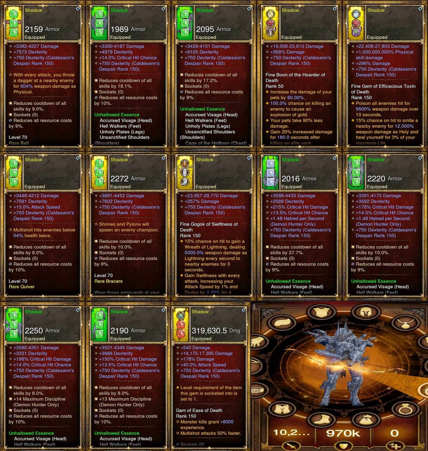 Shadow: Full Modded Unhallow Demon Hunter Set #B9-Diablo 3 Mods - Playstation 4, Xbox One, Nintendo Switch