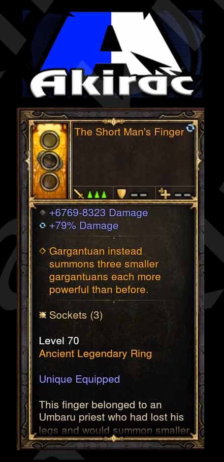 The Short Man's Finger 6.7k-8.3k Damage, 79% Damage Modded Ring (Unsocketed) - Diablo 3 Mods Store - Seasonal and non-seasonal - Modded Items and Gear for PlayStation 4, PlayStation 5, Nintendo Switch, and Xbox One