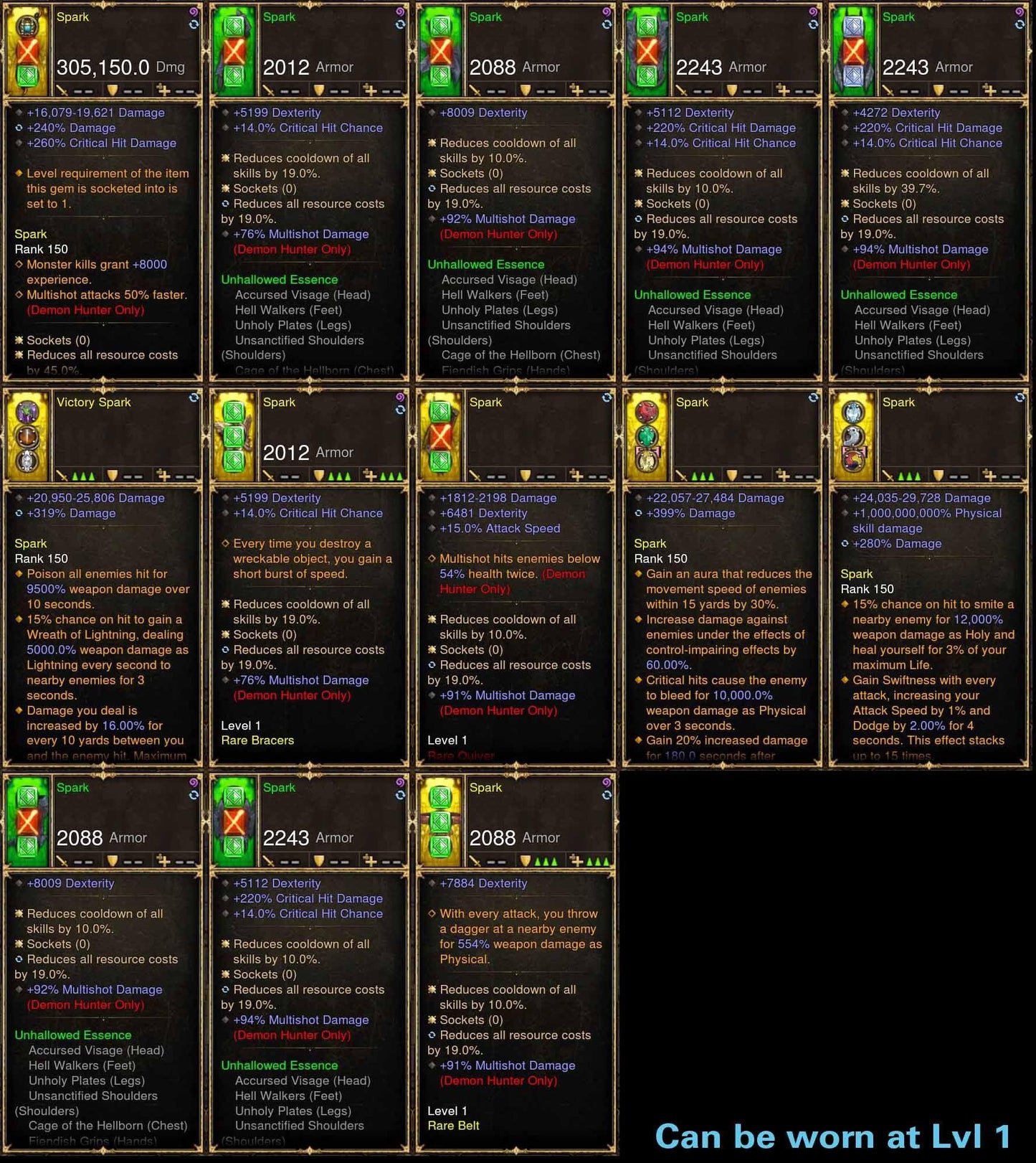 Level 1-70 Unhallow Demon Hunter Modded Set for Rift 150 Spark - Diablo 3 Mods Store - Seasonal and non-seasonal - Modded Items and Gear for PlayStation 4, PlayStation 5, Nintendo Switch, and Xbox One