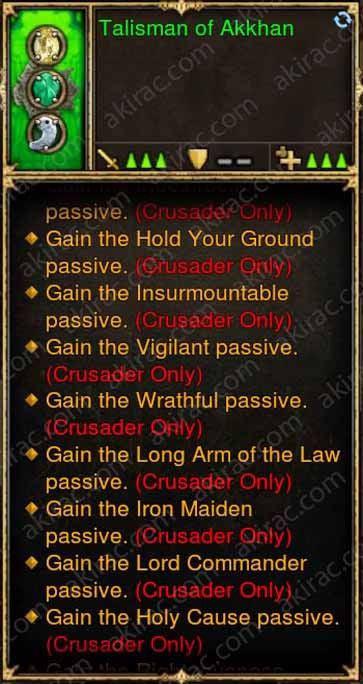14x Passive Talisman of Akkhan Crusader Amulet - Diablo 3 Mods Store - Seasonal and non-seasonal - Modded Items and Gear for PlayStation 4, PlayStation 5, Nintendo Switch, and Xbox One