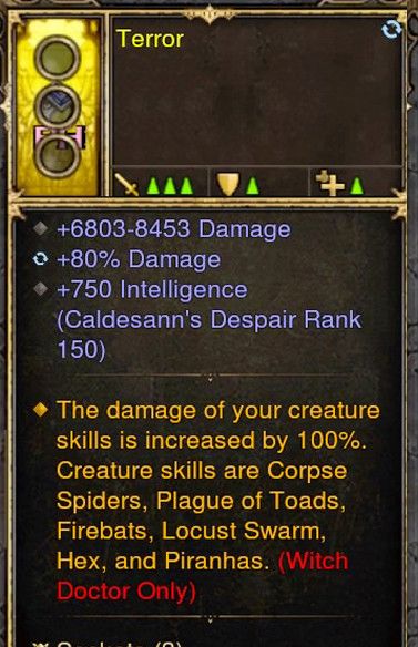 Creature Skills Damage Increased by 100% Witch Doctor Modded Ring (Unsocketed) Terror - Diablo 3 Mods Store - Seasonal and non-seasonal - Modded Items and Gear for PlayStation 4, PlayStation 5, Nintendo Switch, and Xbox One