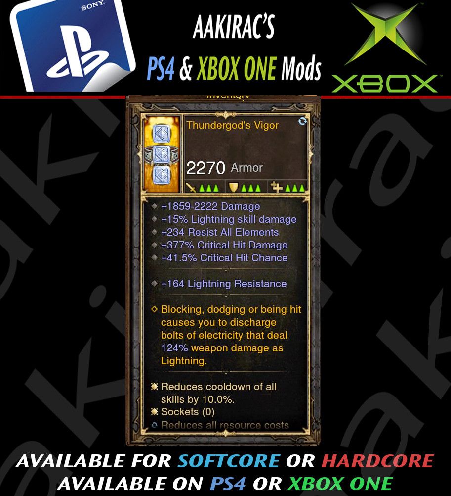 Thundergods Vigor 337% CHD / 41% CC Modded Belt - Diablo 3 Mods Store - Seasonal and non-seasonal - Modded Items and Gear for PlayStation 4, PlayStation 5, Nintendo Switch, and Xbox One