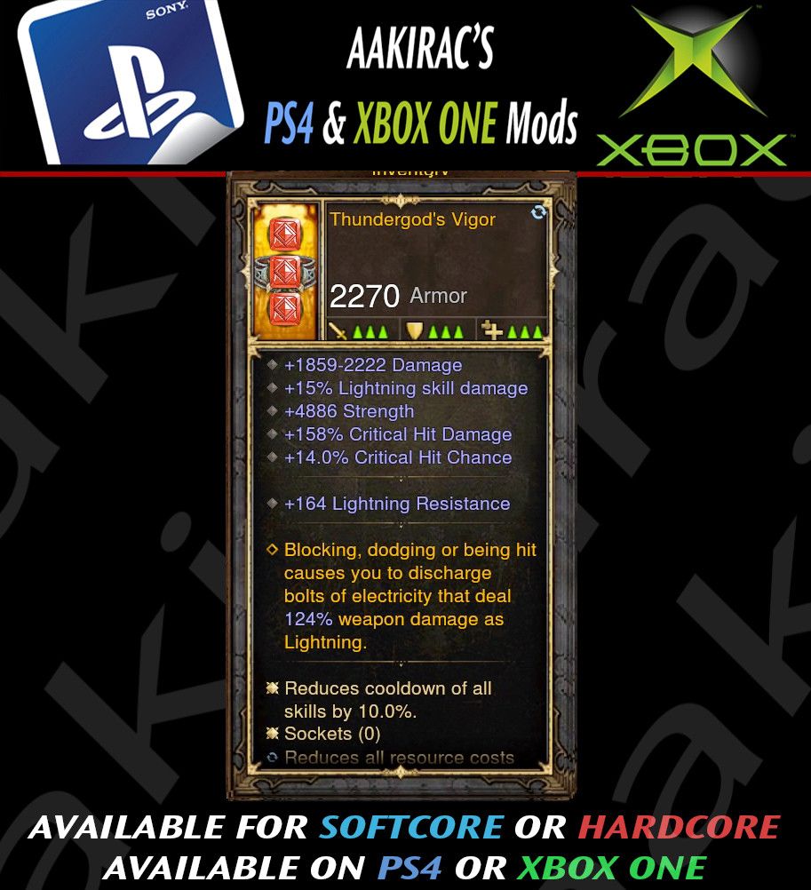 Thundergods Vigor 4.8k STR / 158% CHD / 14% CC Modded Belt - Diablo 3 Mods Store - Seasonal and non-seasonal - Modded Items and Gear for PlayStation 4, PlayStation 5, Nintendo Switch, and Xbox One