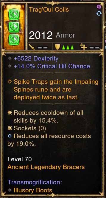 Trag'Oul Coils p4.2.2 6.5k Dex, 14% Crit Modded Bracers - Diablo 3 Mods Store - Seasonal and non-seasonal - Modded Items and Gear for PlayStation 4, PlayStation 5, Nintendo Switch, and Xbox One
