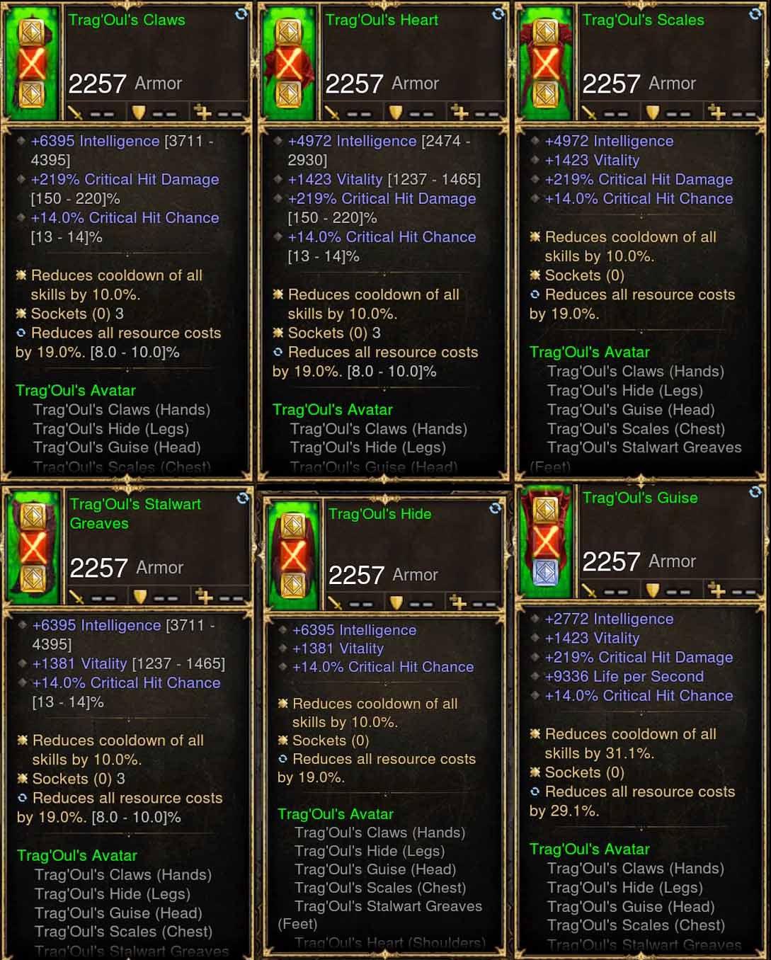 6x Piece TragOuls Necromancer Set - Diablo 3 Mods Store - Seasonal and non-seasonal - Modded Items and Gear for PlayStation 4, PlayStation 5, Nintendo Switch, and Xbox One