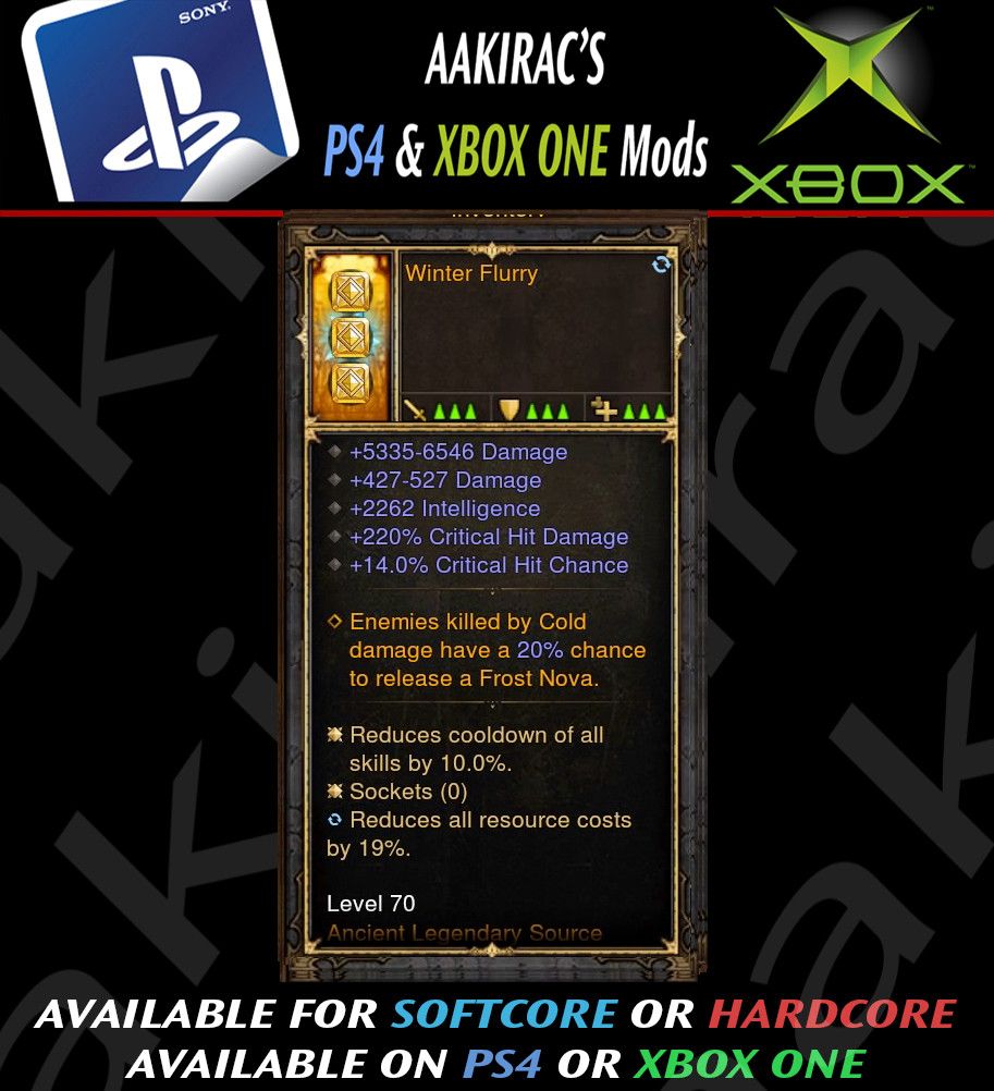 Ps4 Diablo 3 Mods Xbox One - Winter Flurry Modded Wizard Offhand - Diablo 3 Mods Store - Seasonal and non-seasonal - Modded Items and Gear for PlayStation 4, PlayStation 5, Nintendo Switch, and Xbox One
