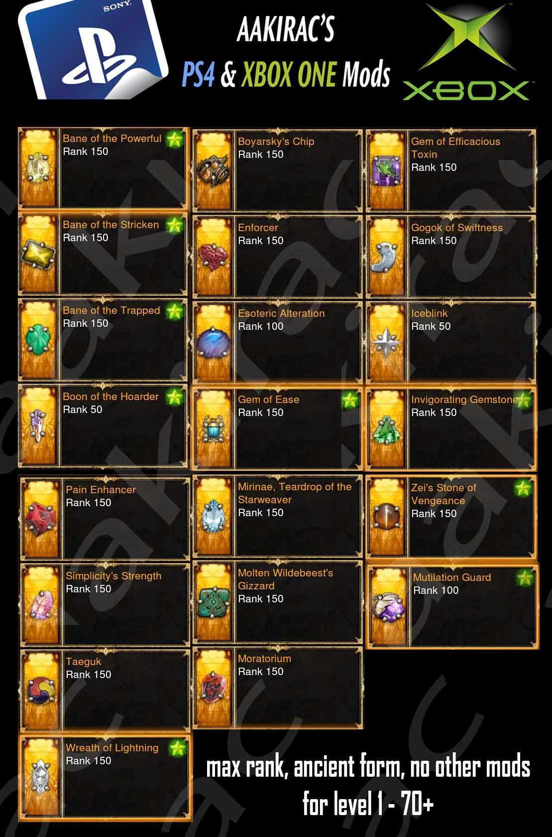 21x Legendary Gems (Works at Level 1 , Ancient, Max Rank, Unmodded) Diablo 3 Mods ROS Seasonal and Non Seasonal Save Mod - Modded Items and Gear - Hacks - Cheats - Trainers for Playstation 4 - Playstation 5 - Nintendo Switch - Xbox One