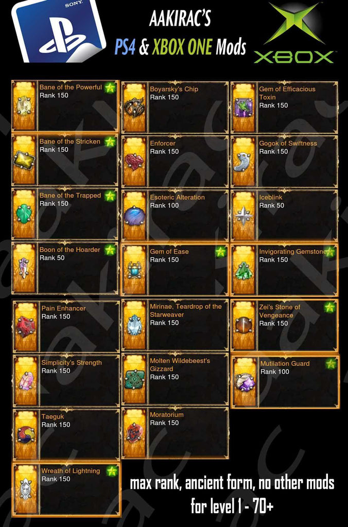 21x Legendary Gems (Works at Level 1 , Ancient, Max Rank, Unmodded)-Diablo 3 Mods - Playstation 4, Xbox One, Nintendo Switch