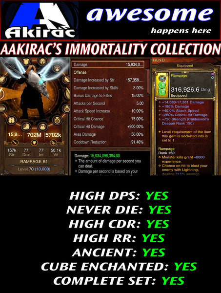 Immortality v1 Waste Barbarian Modded Set for Rift 150 Rampage-Diablo 3 Mods - Playstation 4, Xbox One, Nintendo Switch