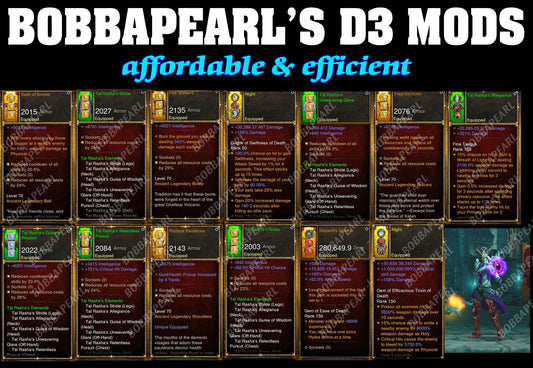 Bobbapearl's Tal Rasha Wizard Set for GRIFT 150 #B8-Diablo 3 Mods - Playstation 4, Xbox One, Nintendo Switch