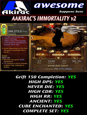 Immortality v2 Unhallow Demon Hunter Modded Set for Rift 150 Dread-Diablo 3 Mods - Playstation 4, Xbox One, Nintendo Switch