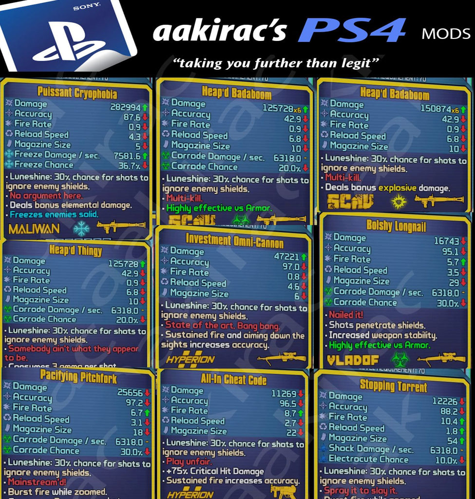 PS4/PS5 Borderlands 3 4 Best Modded Weapon + 2 Free Modded Free Bundle  Offer