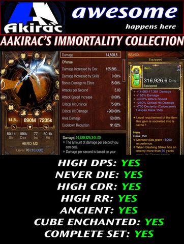 Immortality v1 Thousand Storms Monk Modded Set for Rift 150 Hero-Diablo 3 Mods - Playstation 4, Xbox One, Nintendo Switch