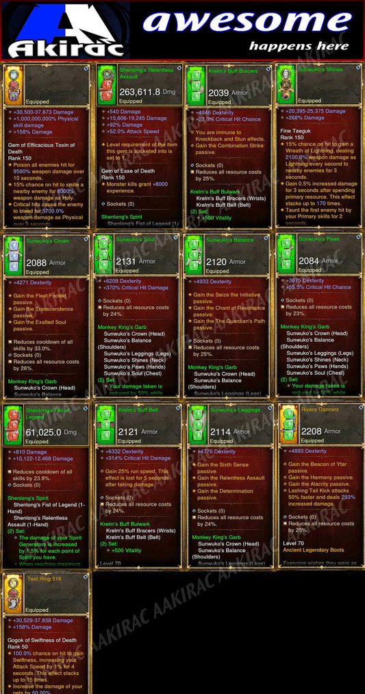 Affordable Sunwuko Monk Set for GRIFT 150 Diablo 3 Mods ROS Seasonal and Non Seasonal Save Mod - Modded Items and Gear - Hacks - Cheats - Trainers for Playstation 4 - Playstation 5 - Nintendo Switch - Xbox One