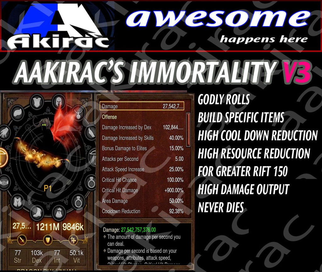 Immortality v3 Marauder Demon Hunter Modded Set for Rift 150 CROSS-Diablo 3 Mods - Playstation 4, Xbox One, Nintendo Switch