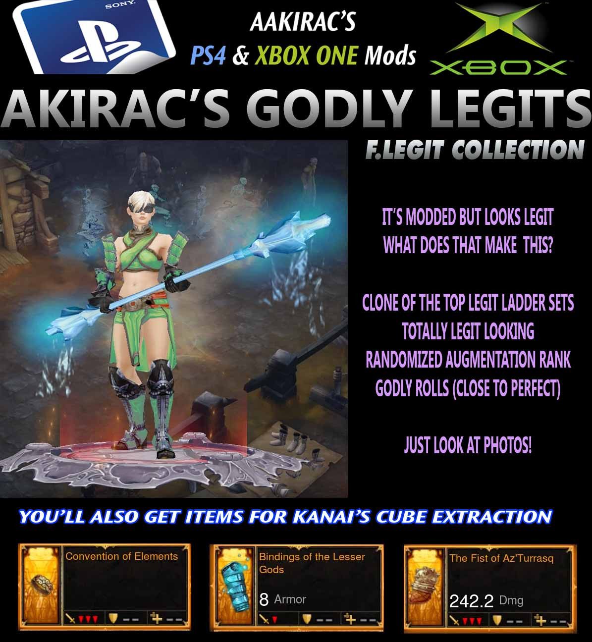 F.Legit Collection - Inna's Monk (See Photo's) Diablo 3 Mods ROS Seasonal and Non Seasonal Save Mod - Modded Items and Gear - Hacks - Cheats - Trainers for Playstation 4 - Playstation 5 - Nintendo Switch - Xbox One