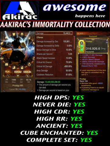 Immortality v1 Inna's Monk Modded Set for Rift 150 Prodigy-Diablo 3 Mods - Playstation 4, Xbox One, Nintendo Switch