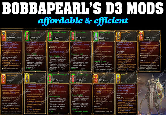 BobbaPearl's Light Crusader Set for GRIFT 150 #B1-Diablo 3 Mods - Playstation 4, Xbox One, Nintendo Switch
