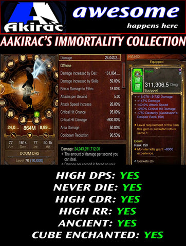 Immortality v1 Nats Demon Hunter Modded Set for Rift 150 Doom-Diablo 3 Mods - Playstation 4, Xbox One, Nintendo Switch