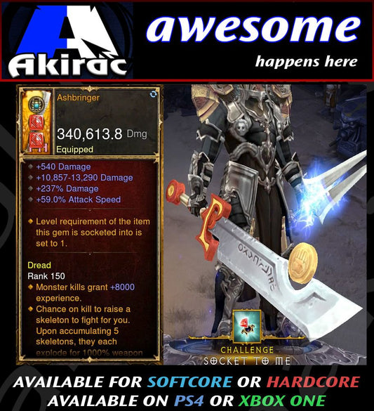 Rare Uncorrupted ASHBRINGER 340k Modded Weapon Diablo 3 Mods ROS Seasonal and Non Seasonal Save Mod - Modded Items and Gear - Hacks - Cheats - Trainers for Playstation 4 - Playstation 5 - Nintendo Switch - Xbox One