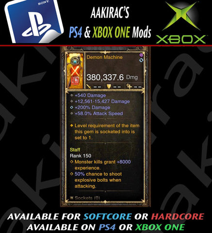 Demon Machine 380k Crossbow Modded Weapon-Diablo 3 Mods - Playstation 4, Xbox One, Nintendo Switch