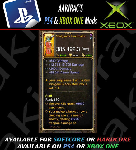 Stalgards Decimator 385k Sword Modded Weapon-Diablo 3 Mods - Playstation 4, Xbox One, Nintendo Switch