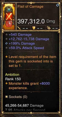 Flail of Carnage 397k Modded Weapon-Diablo 3 Mods - Playstation 4, Xbox One, Nintendo Switch