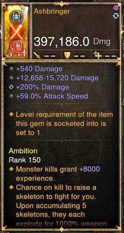 Ashbringer RARE UNCORRUPTED 397k Sword Modded Weapon-Diablo 3 Mods - Playstation 4, Xbox One, Nintendo Switch