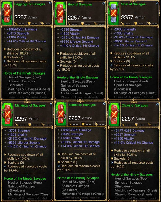 6x Piece Patch 2.6.8 Savages Barbarian Set Diablo 3 Mods ROS Seasonal and Non Seasonal Save Mod - Modded Items and Gear - Hacks - Cheats - Trainers for Playstation 4 - Playstation 5 - Nintendo Switch - Xbox One