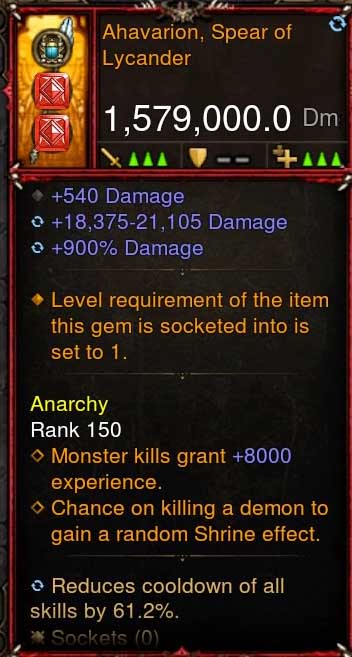 [Primal-Ethereal Infused] 1,579,000 DPS Acutal DPS Weapon Ahavarion Spear of Lycander Diablo 3 Mods ROS Seasonal and Non Seasonal Save Mod - Modded Items and Gear - Hacks - Cheats - Trainers for Playstation 4 - Playstation 5 - Nintendo Switch - Xbox One