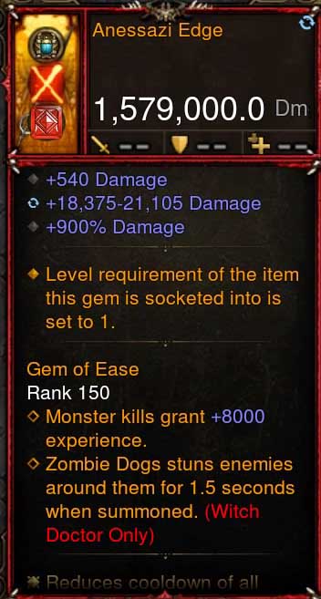 [Primal-Ethereal Infused] 1,579,000 DPS Acutal DPS Weapon ANESSAZI EDGE Diablo 3 Mods ROS Seasonal and Non Seasonal Save Mod - Modded Items and Gear - Hacks - Cheats - Trainers for Playstation 4 - Playstation 5 - Nintendo Switch - Xbox One